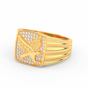 2Ct Round Cut Moissanite Menâs Flying Eagle Ring â 14K Yellow Gold Plated
